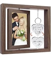 Wedding Gifts for Couples 2025,Rotating Floating Mr and Mrs Picture Frame,4x6 Rustic Picture Frame Engagement Gifts for Couples,Bridal Shower Gift for Bride to Be