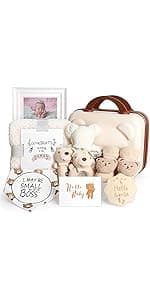 Baby Gift Set, Baby Shower Gifts, Black and White High Contrast Baby Toys 0-6 Months for Newborn Essentials Infant Rattle Socks Elephant Toys Blanket Onesies Baby Gift Basket for Girls Boys