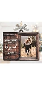 Just Married Personalized Christmas Ornaments - Wedding Gifts for Couples 2025, Bridal Shower Gift for Bride, Custom Wooden Ornaments with Picture, Newly Wed Gifts for The Couple Mr and Mrs Engagement
