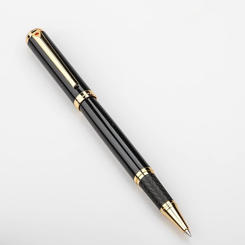 Stunning Luxury Rollerball Pen with 24K Gold Trim,Switzerland Tip with Black Ink Refills, Perfect BallPonit Pen Gift Set for Men Women, Fancy Writing Set for Business,Gloss Black