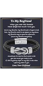 Gifts for Men Him Husband Boyfriend Dad Son Grandson Nephew, Cool Love Infinity Leather Bracelets Fathers Day Ideas Present Gift for Birthday Anniversary Retirement Christmas