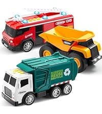 JOYIN Toddler Fire Truck Toys for 3 4 5 6 7 Year Old Boys - Fire Engine, Emergency Vehicle, Kids Firetruck, Friction Powered Car with Lights and Sounds, Christmas Birthday Gifts for Boys Girls Age 3-9