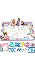 Water Doodle Mat - Kids Painting Writing Color Doodle Drawing Mat Toy Bring Magic Pens Educational Toys for Age 2 3 4 5 6 7 Year Old Girls Boys Age Toddler Gift