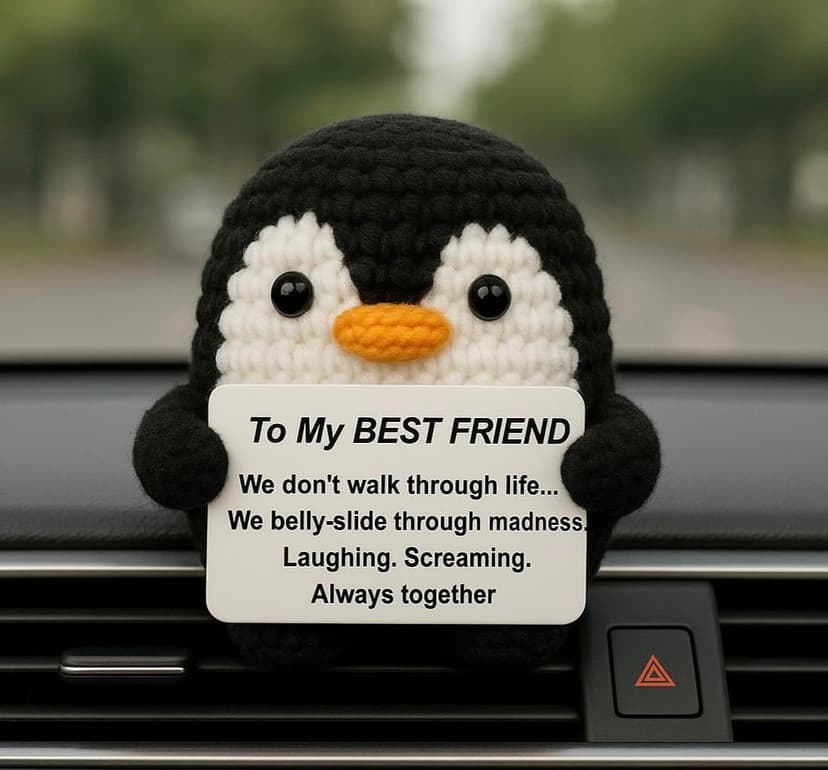 Funny Gifts For Bestie Birthday, Best Fun Friend Gifts For Women, Cool Handmade Crochet Mini Positive Penguin