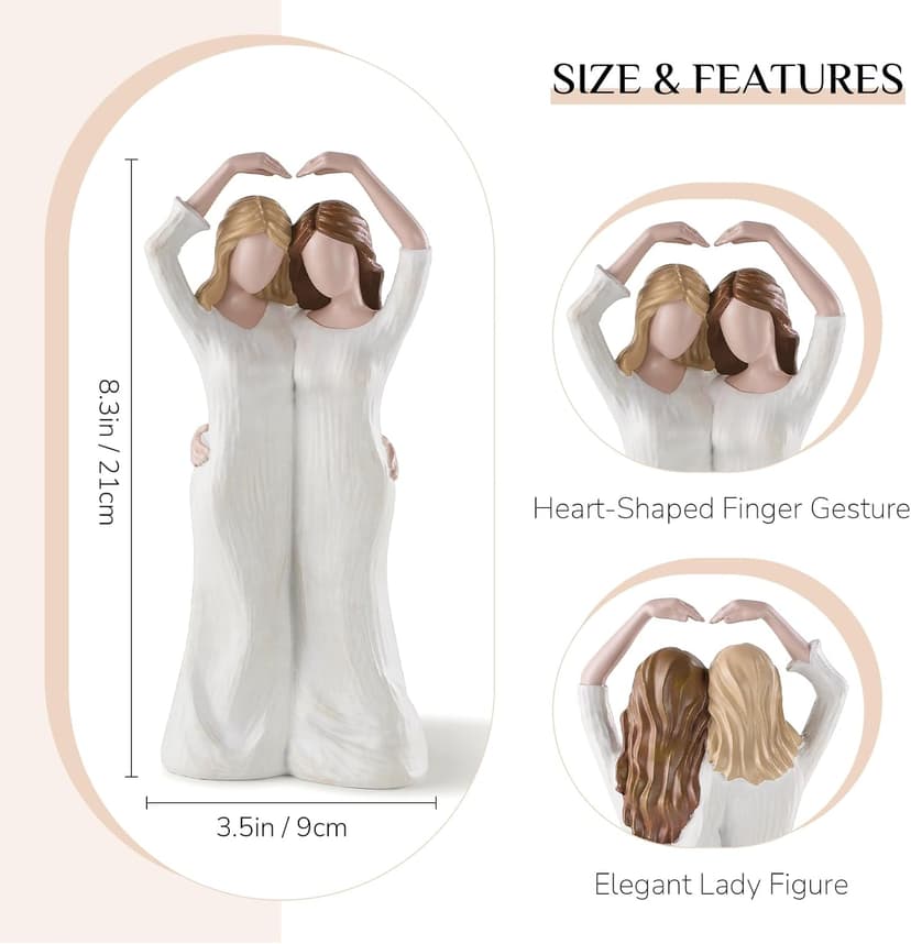 Gifts for Best Friends Women: Soul Sister Friendship Bestie Birthday Gift - Unique Present for Sisters from Sister Resin Figurines