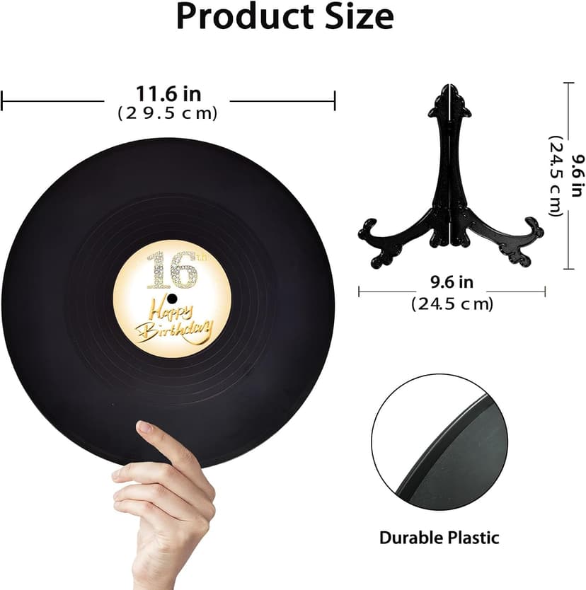 Vinyl Record Sweet 16 Birthday Decorations 11.6"X11.6", 16th birthday decorations Party Favor Sign Poster, 16th Birthday Guest Book Alternative, Great Sweet 16 Gifts for Girls or Boys (16 Years Old)