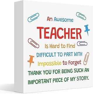 Teacher Appreciation Gifts for Women Men Wooden Box Sign Desk Decor End of Year Christmas Birthday Back to School Gifts for Preschool Kindergarten Teacher Elementary Educators Wooden Plaque