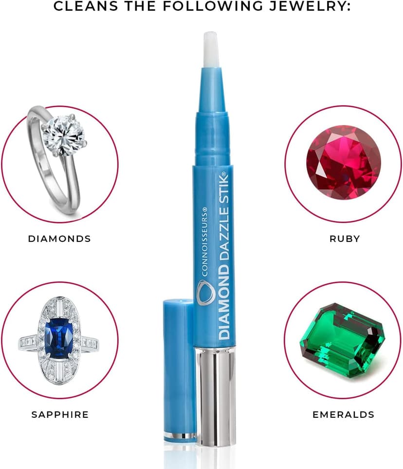 CONNOISSEURS Diamond Dazzle Stik - Portable Diamond Cleaner for Rings and Other Jewelry - Bring Out The Sparkle in Your Diamonds and Precious Stones