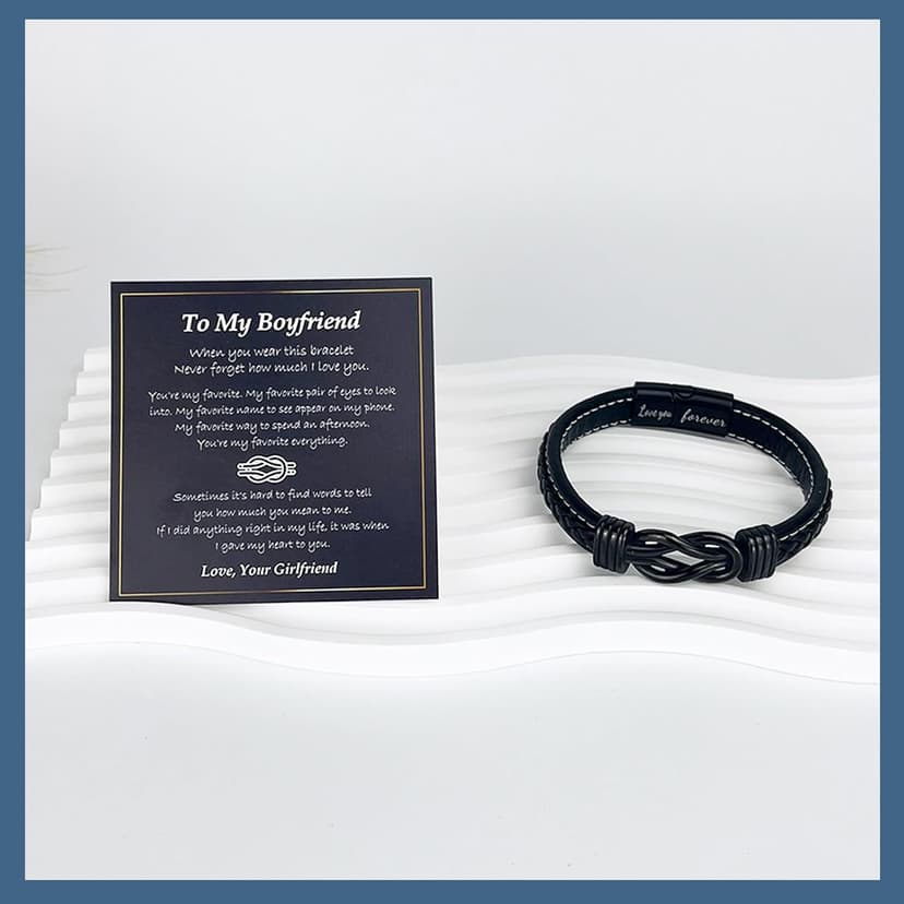 Gifts for Men Him Husband Boyfriend Dad Son Grandson Nephew, Cool Love Infinity Leather Bracelets Fathers Day Ideas Present Gift for Birthday Anniversary Retirement Christmas