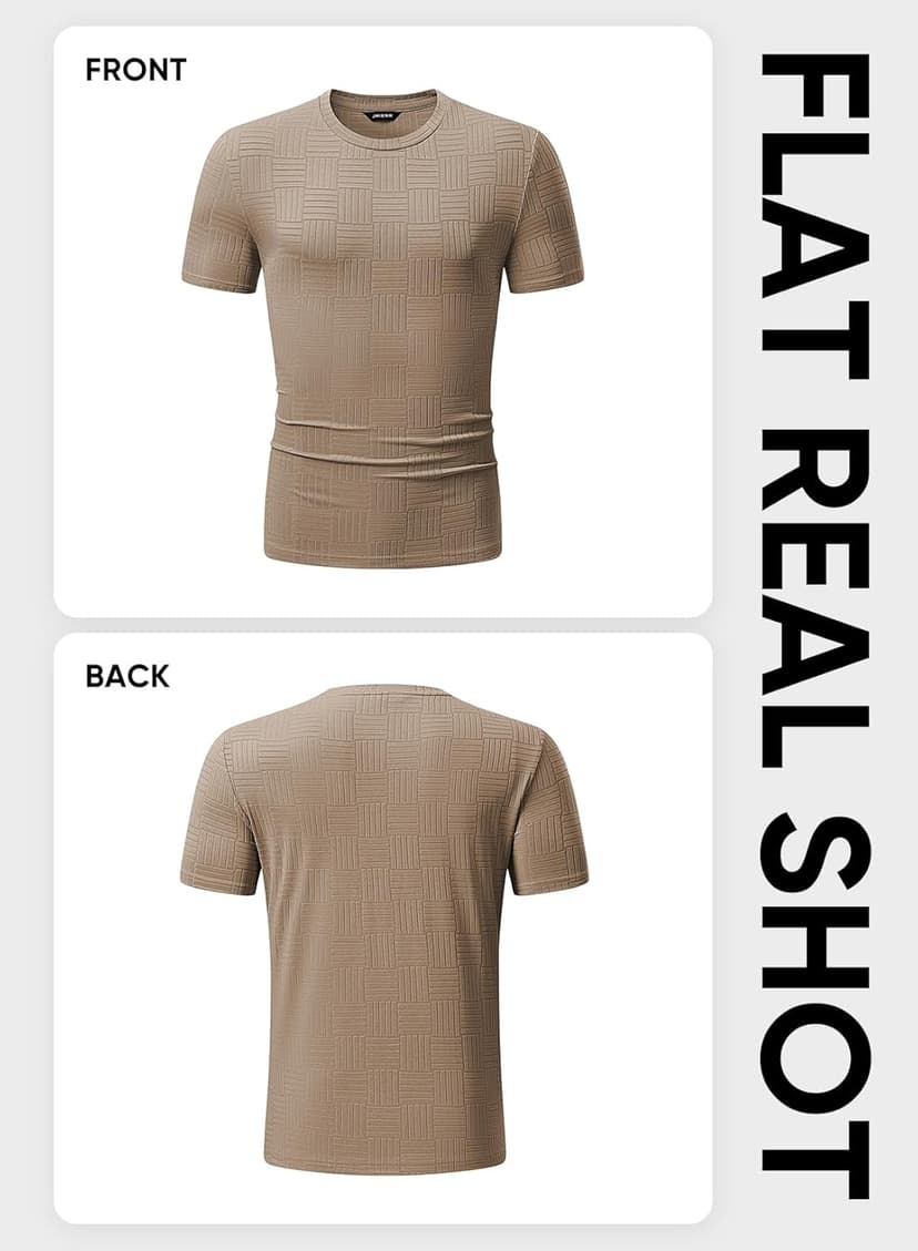 JMIERR Mens T-Shirt Casual Stretch Solid Crewneck Short Sleeve Tees Textured Shirts