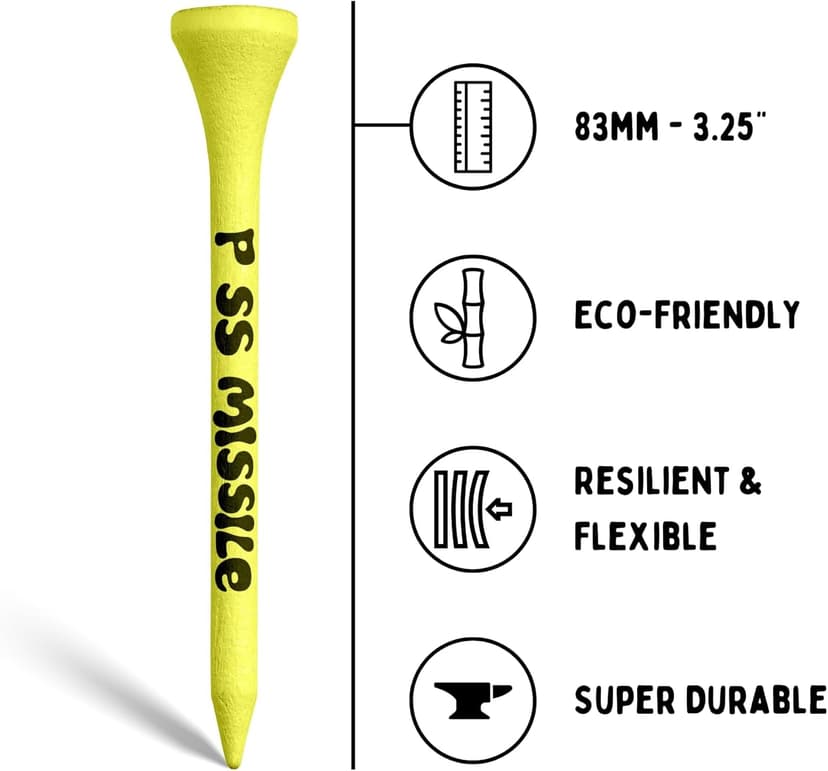 Driver Darts by P*ss Missile, Premium Bamboo Golf Tees | 18 Count, 83mm (3.25") Wooden Tees | Iconic Packaging and Cool Organization | Funny Golf Accessory for Golfers