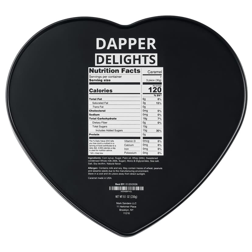 Kiri & Sons Soft Chewy Caramel Whiskey Candy, Premium Gourmet Tin Gift for Father's Day, Black Tin – Salted Caramel