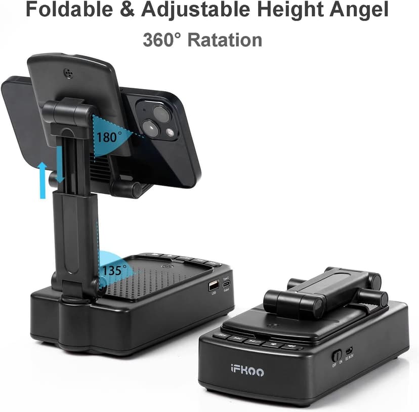 Gifts for Men Women, Phone Stand with Bluetooth Speaker BT5.3, Gifts for Him Dad Who have everything, Phone Holder with Wireless Speaker for iPhone/Android/Tablet, Tech Gadgets,Birthday Gifts for Men