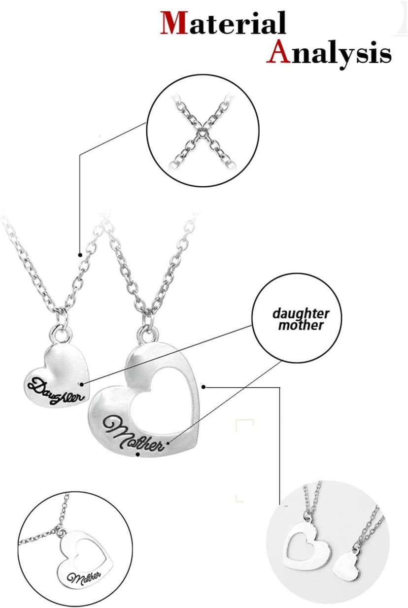 ShiQiao Spl Gift for Daughter Mom Matching Heart Pendant Jewelry Mother Daughter Necklace Mothers Day Gifts for Mom Birthday Gifts