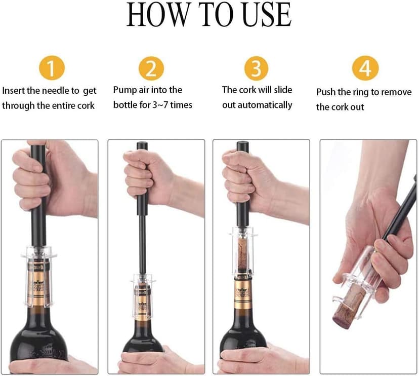 Air Pressure Wine Bottle Opener with Foil Cutter, Wine Aerator Pourer, 2 Vacuum Wine Stoppers, Storage Base (6 PCS), Corkscrew Wine Opener, The Best Wine gifts for Wine Lovers