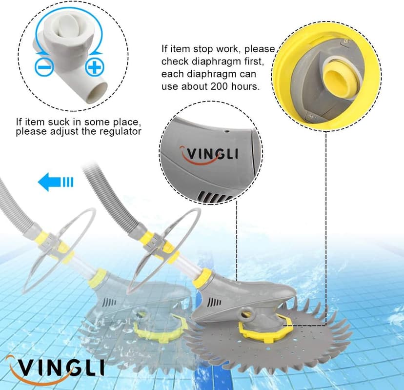 (2024 Upgrade) VINGLI Pool Vacuum Cleaner Automatic Sweeper Swimming Pool Creepy Vacuum (Grey)