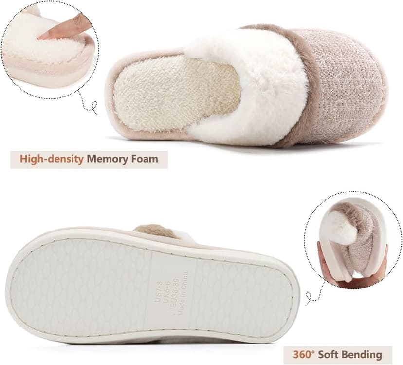 Cozy Slippers for Women Indoor and Outdoor Fuzzy House Shoes with Memory Foam Anti-Skid Sole Gifts for Women Mom Ladies