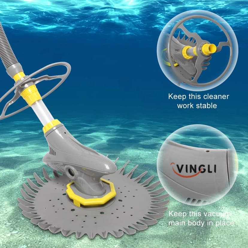 (2024 Upgrade) VINGLI Pool Vacuum Cleaner Automatic Sweeper Swimming Pool Creepy Vacuum (Grey)