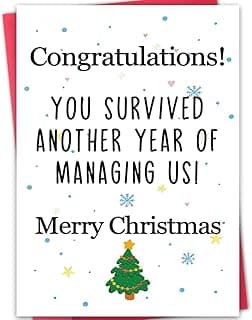 Funny Boss Christmas Card, Boss Christmas Gifts with Premium Envelope, 8x5.3 Inches