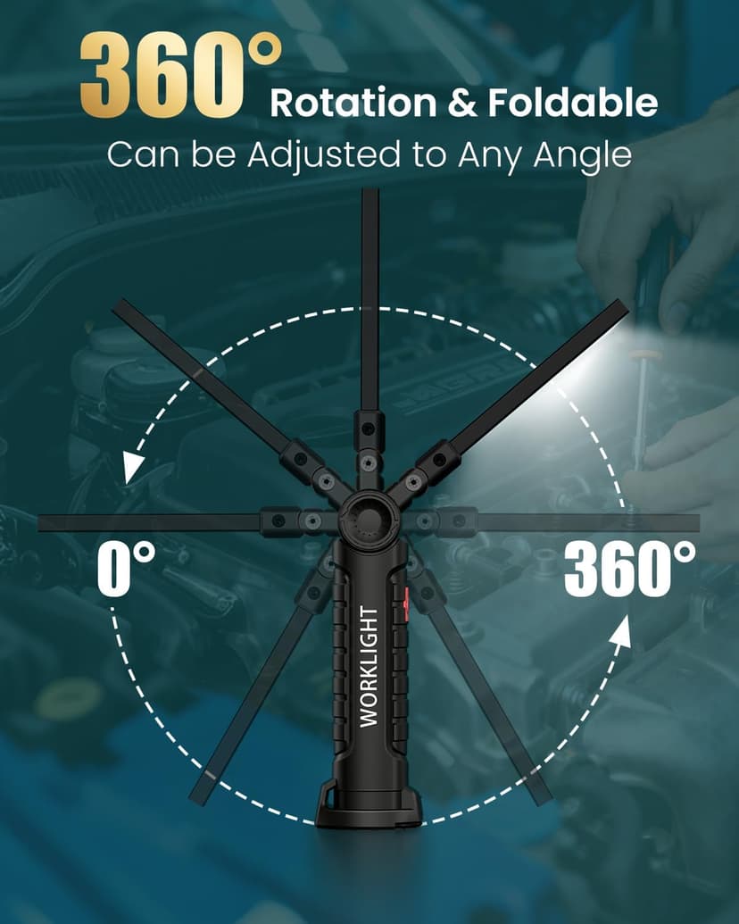 Coquimbo Christmas Stocking Stuffers White Elephant Gifts for Adults Men Him Dad, Rechargeable LED Work Light BBQ Grill Accessories Magnetic Flashlight, Mechanic Light Tools Mens Gifts (2 Pack Black)