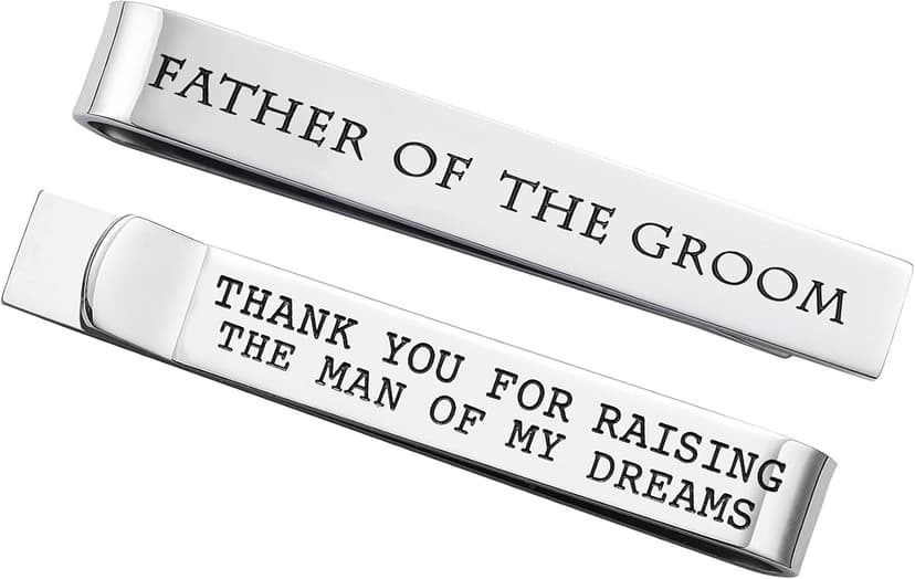 Father of the Bride and Groom Gifts - Wedding Tie Clips for Groomsmen From the Bride - Stainless Steel Tie Bars
