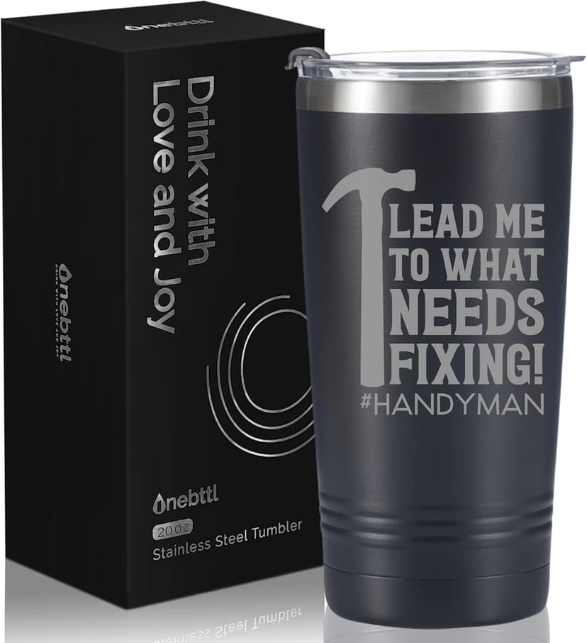 Funny Handyman gifts for Men, Handyman Gifts Idea, Best Gifts for Plumbers, 20 oz Insulated Stainless Steel Tumbler, Lead Me to What Needs Fixing