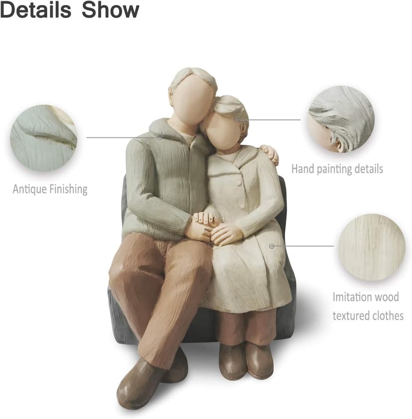 Couple Anniversary Sculpted Hand-Painted Figure Gifts Husband and Wife Wedding Figurine Gift, Happy 10th - 80th Anniversary Statue for Him and Her Together