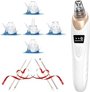 Blackhead Remover Pore Vacuum Kit -Blackhead Extractor Tool with 3 Adjustable Suction Levels, 5 Probes, USB Rechargeable, Suitable for Women and Men(White)