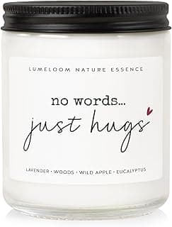 Sympathy Gifts for Loss of Loved One, Memorial Gifts - 9oz Lavender Scented Soy Wax Candle - No Words Just Hugs, Bereavement, Grief, Think of You, Condolence, Get Well Candle for Women