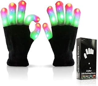 Luwint LED Light Up Rave Gloves for Adults & Teens, Flashing Party Accessories Gift Ideas for Halloween Christmas Dance