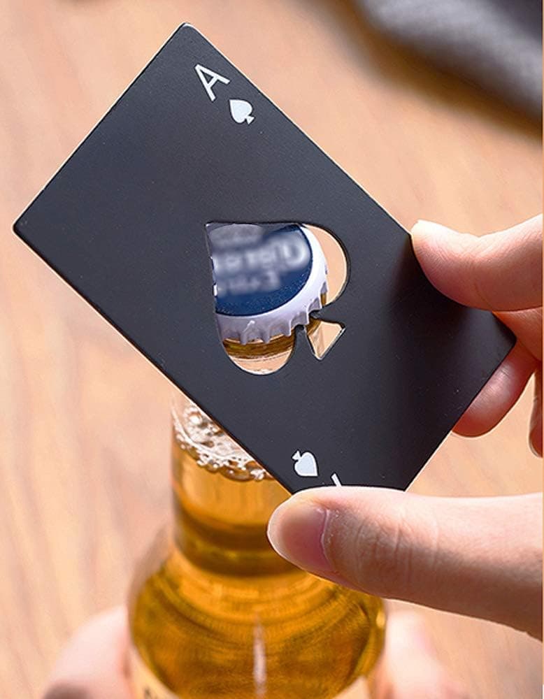 Wine Bottle Opener Stainless Steel Credit Card Size Casino Beer Bottle Opener Cap Opener for Your Wallet Wedding Party Groomsmen Bridesmaid Gifts 6 Pcs (Black)