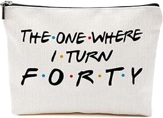 Blue Leaves Funny 40th Birthday Gifts Women Makeup Bag Cosmetic Travel 40 Year Old for Mom Friends Sister Aunt Wife Coworker Toiletry Turning Forty Bday