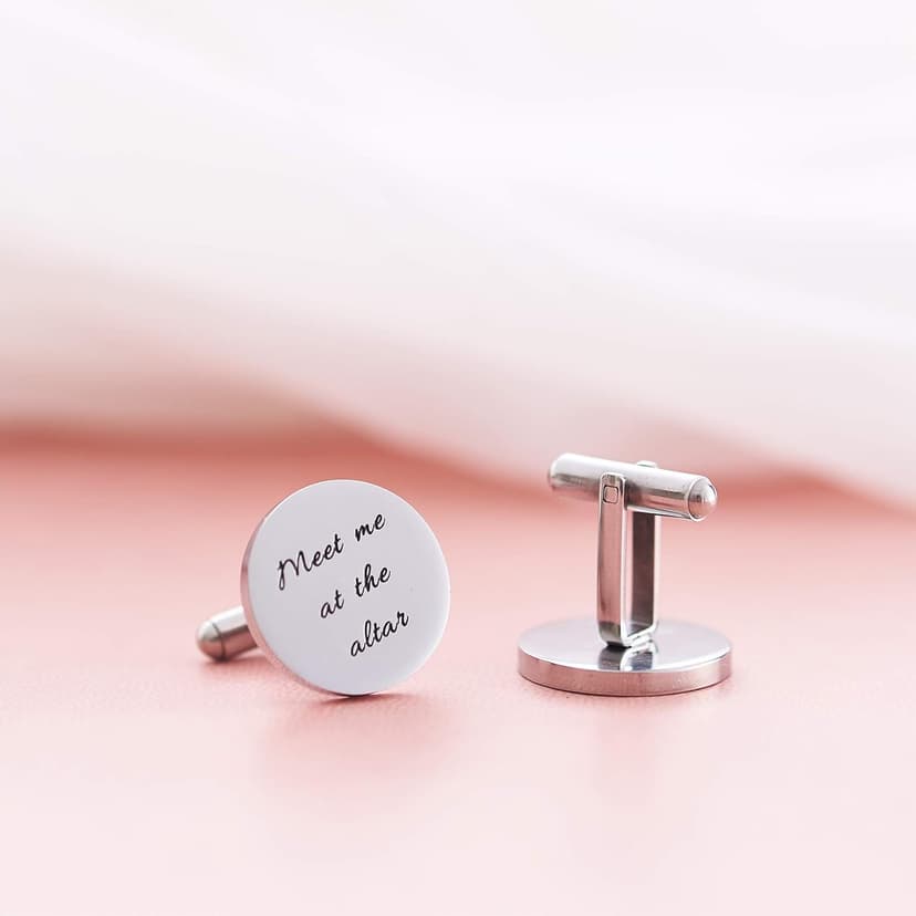 Melix Home Stainless Steel CuffLinks for Men Groom Meet Me at The Altar Wedding Gifts Cuff Links