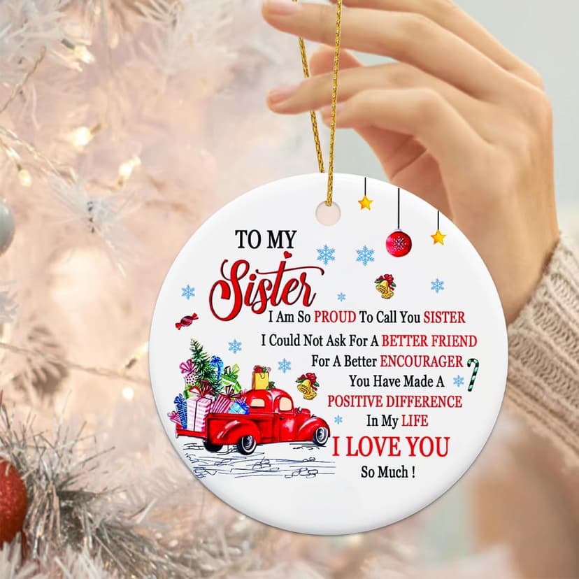 Sister Christmas Ornaments 2025,Sister Ornament for Christmas Tree,Best Sister Gifts,Friends Ornaments for Women,Friendship Gift for My Sister