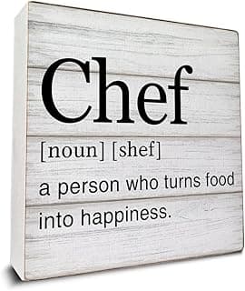 Chef Gift for Men Women Chef Definition Quotes Wooden Box Sign Desk Decorative Wooden Sign Home Kitchen Decor for Desk Table Shelf 5 x 5 Inches