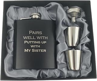 Brother in Law Gifts Funny Christmas, Cool Gifts for Brother in Law Adult Birthday Present, Bro-in-Law Funny Flask, Pairs Well Putting Up With Sister Flask (My)