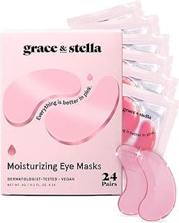 grace & stella Award Winning Under Eye Mask - Christmas Gifts for Teens, Self Care Gifts for Women, Reduce Dark Circles, Puffy Eyes, Undereye Bags, Wrinkles, Under Eye Patches - Vegan (24 Pairs, Pink)