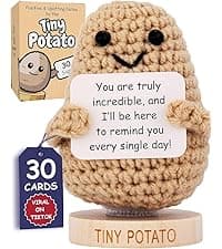 Funny Friendship Gifts for Women Men - Sassy Tiny Crochet Potato with 30 Uplifting Hilarious Cards for Friends, Bestie, BFF, Bestfriend, Coworkers - Best Friend Birthday Present Idea for Women, Her