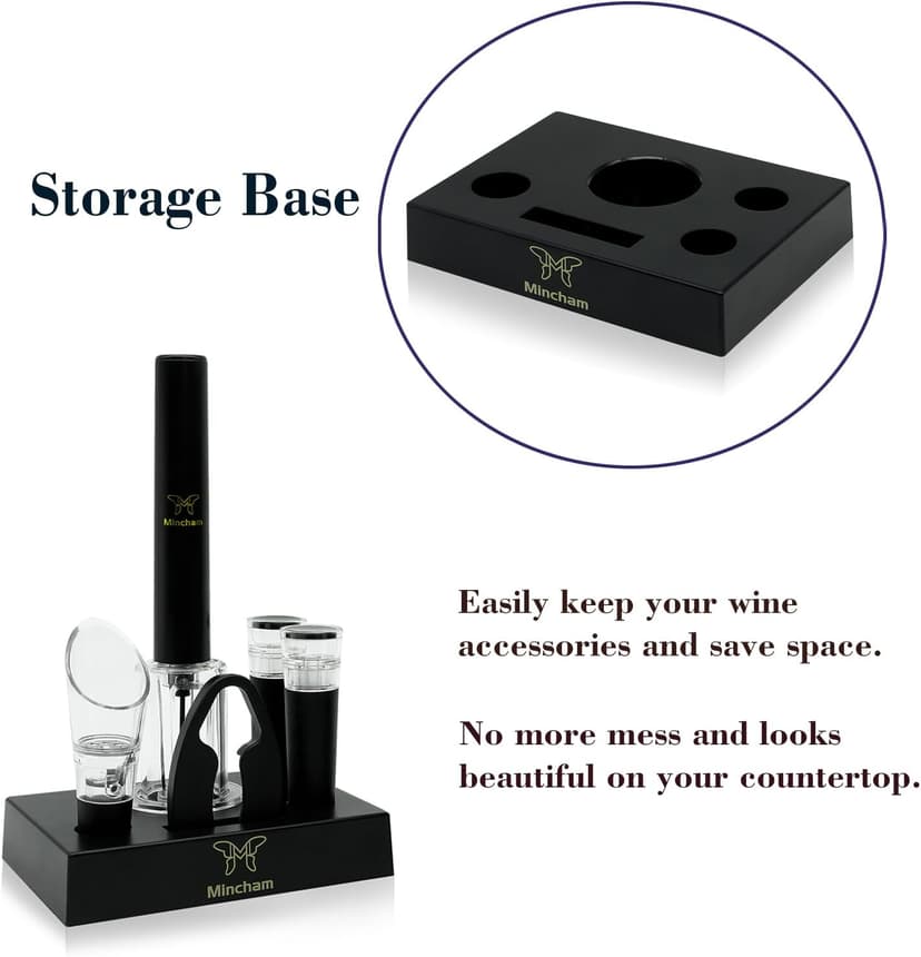 Air Pressure Wine Bottle Opener with Foil Cutter, Wine Aerator Pourer, 2 Vacuum Wine Stoppers, Storage Base (6 PCS), Corkscrew Wine Opener, The Best Wine gifts for Wine Lovers