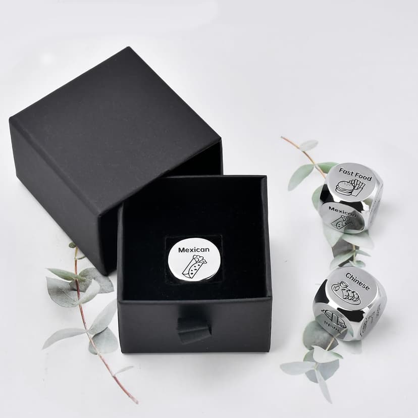 Stocking Stuffers for Men Women Adults: Steel Food Decision Dice Funny Gifts for Him Her Couple Girlfriend Boyfriend Husband Wife Christmas Anniversary Valentines Birthday Wedding Fathers Day