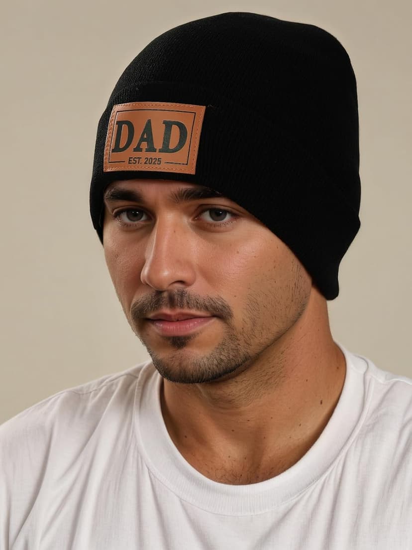 Men Gifts Worlds Best Dad Uncle Husband Leather Beanie Hat from Daughter Niece Christmas Stocking Stuffers Birthday Gifts