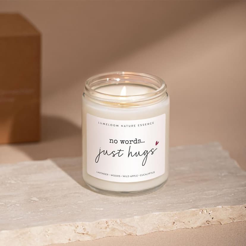 Sympathy Gifts for Loss of Loved One, Memorial Gifts - 9oz Lavender Scented Soy Wax Candle - No Words Just Hugs, Bereavement, Grief, Think of You, Condolence, Get Well Candle for Women