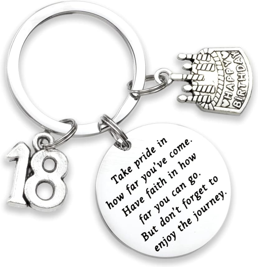 18th Birthday Gifts for Girls Take Pride in How Far You've Come and have Faith Key Chains Best Women Men Happy Eighteen 18th Birthday Keychain