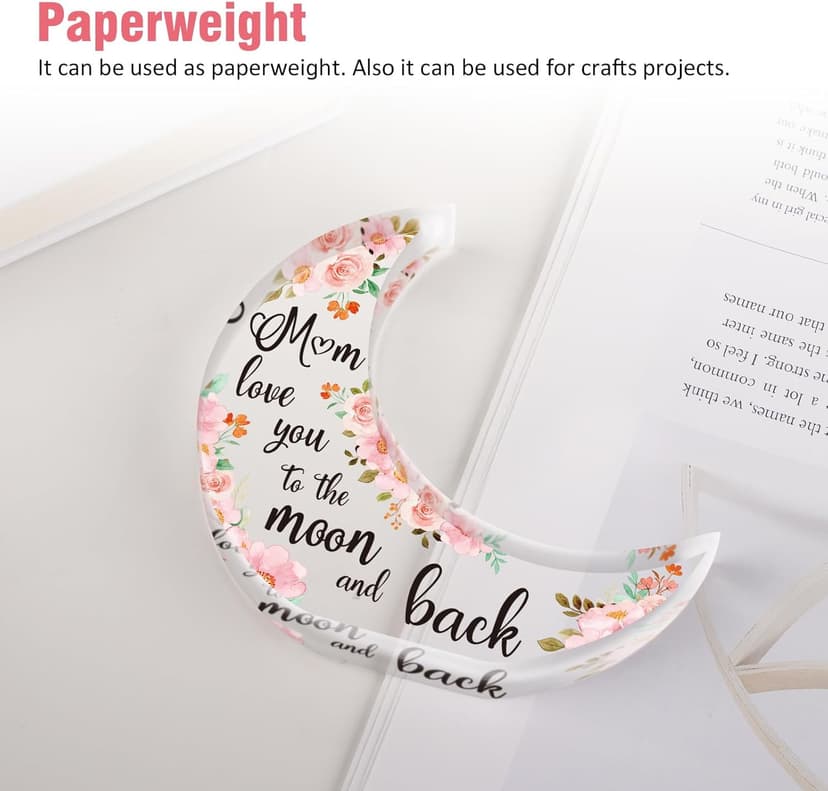 Gifts for Mom, Mom Christmas Gifts from Daughter Son, Christmas Gifts for Mom - Thanksgiving Presents for Mom - Acrylic Moon Shaped Decorative Plaque Gifts.