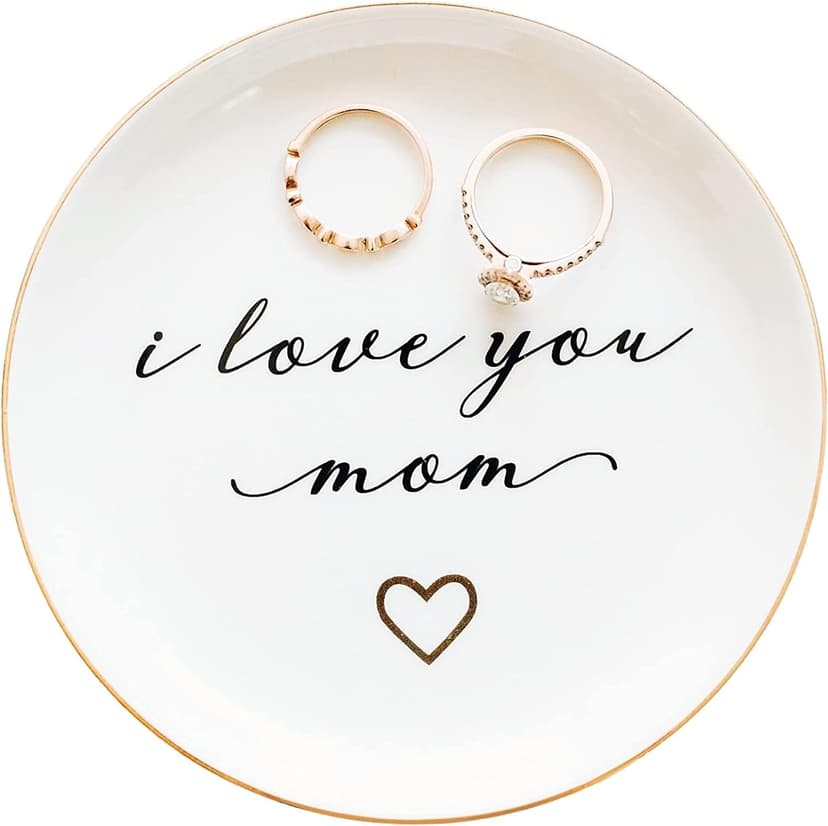 PUDDING CABIN Gifts for Mom from Daughter, Mothers Day Gifts for Mom Ring Dish "I love you mom" Mom Birthday Gifts, Mom Gifts for Valentines Christmas Wedding Gifts