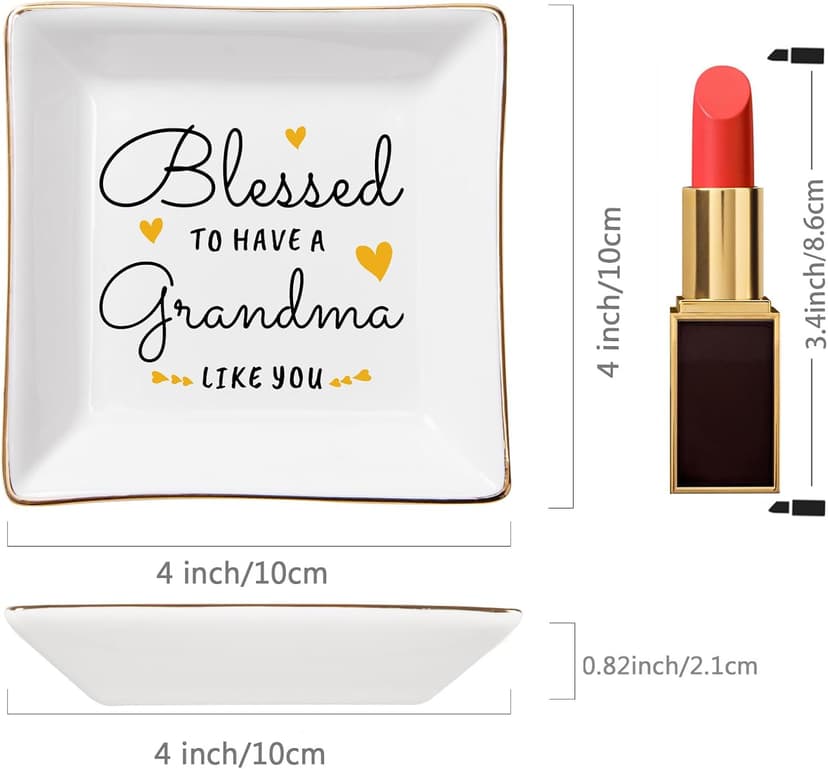 Grandma Birthday Gifts from Granddaughter Grandson, Gift for Grandma Jewelry Ring Dish Blessed to have a grandma like you, Mother's Day Christmas Valentines Day Gifts for Grandma Nana