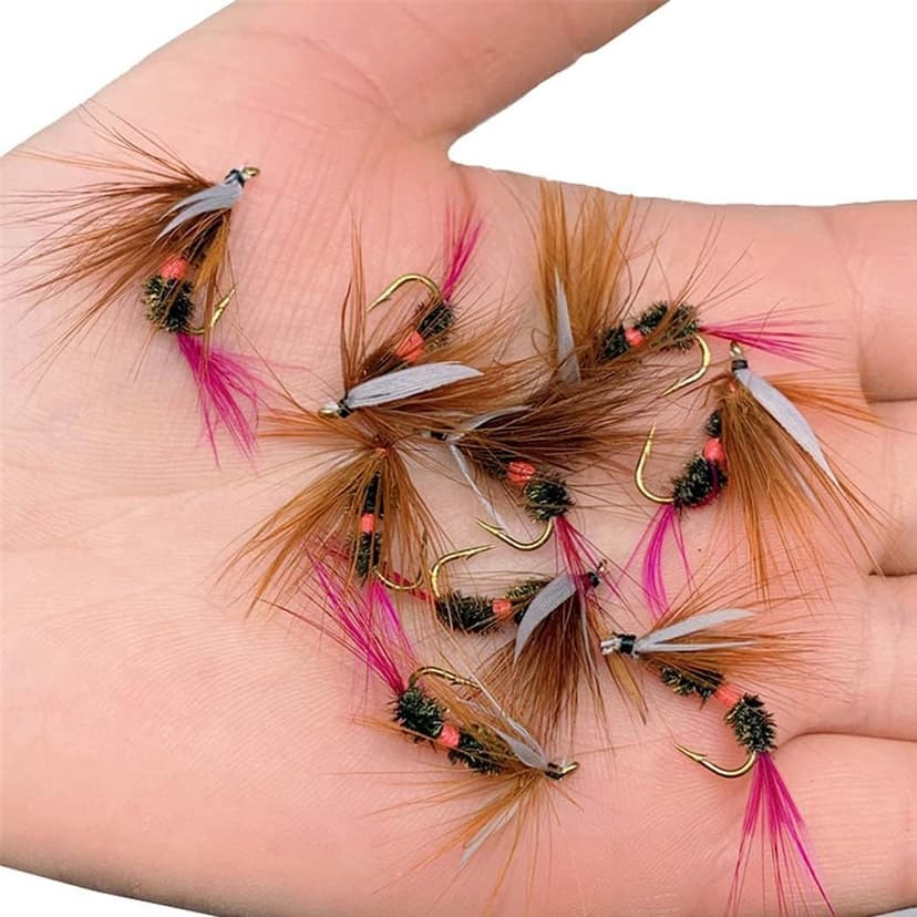 Handmade Fly Fishing Kit, 50/114 Pcs with Dry/Wet Flies, Streamers, Fly Assortment for Trout & Bass Fishing - 50 Pcs/Set, 6 Mixed Styles