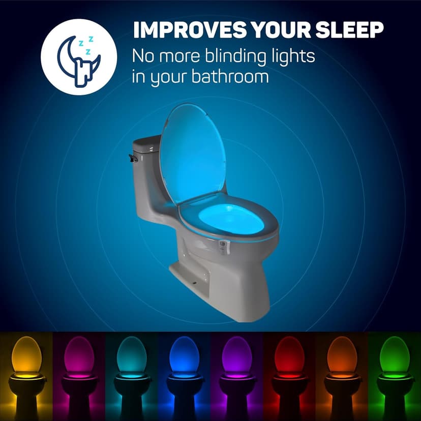 ToiLight The Original Toilet Bowl Night Light. Fun Useful Bathroom Motion Sensor Tech Gadget. Funny Novelty Birthday Gift Idea. Stocking Stuffer for Him Her Guys Men Mom Brother