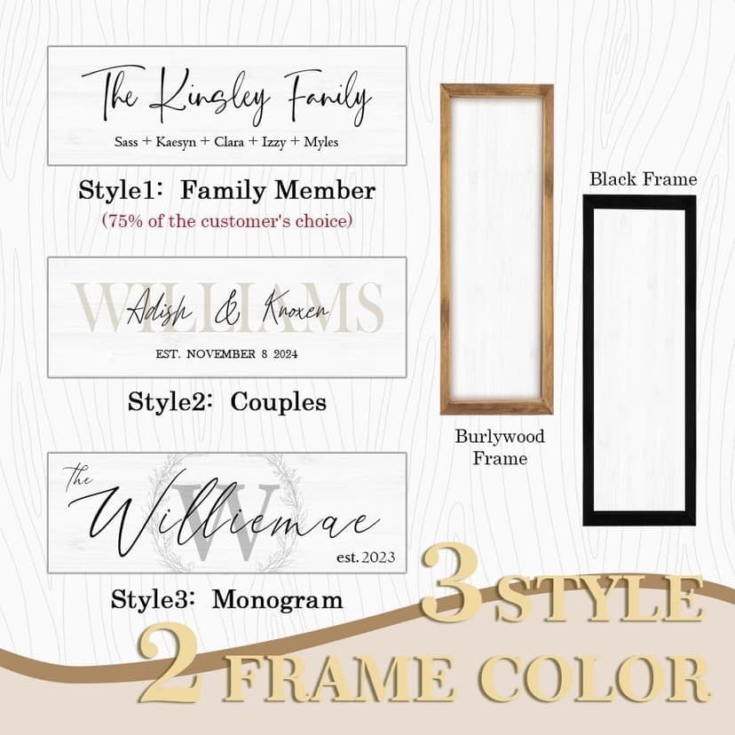 Wedding Gifts for Couples 2025, Custom Wood Sign for Bridal Shower Gift, Engagement Gift, Newlywed Gift, Personalized Framed Last Name Sign with Established Date for Home