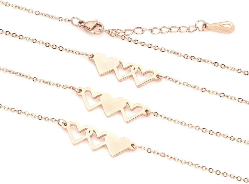 Sunflower Jewellery Friendship Necklace for 3 4 Stainless Steel Heart-Shaped Necklace/Bracelet Three Hearts Composed of Friendship Necklace/Bracelet, Gifts for Friends